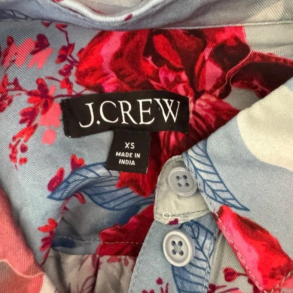 J. Crew - Drapey Relaxed Fit Button Down Floral Viscose Twill Blouse Sz Xs